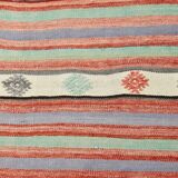 5x8 Orange & Red Striped Vintage Kilim Rug, 173x255Cm SK 32784