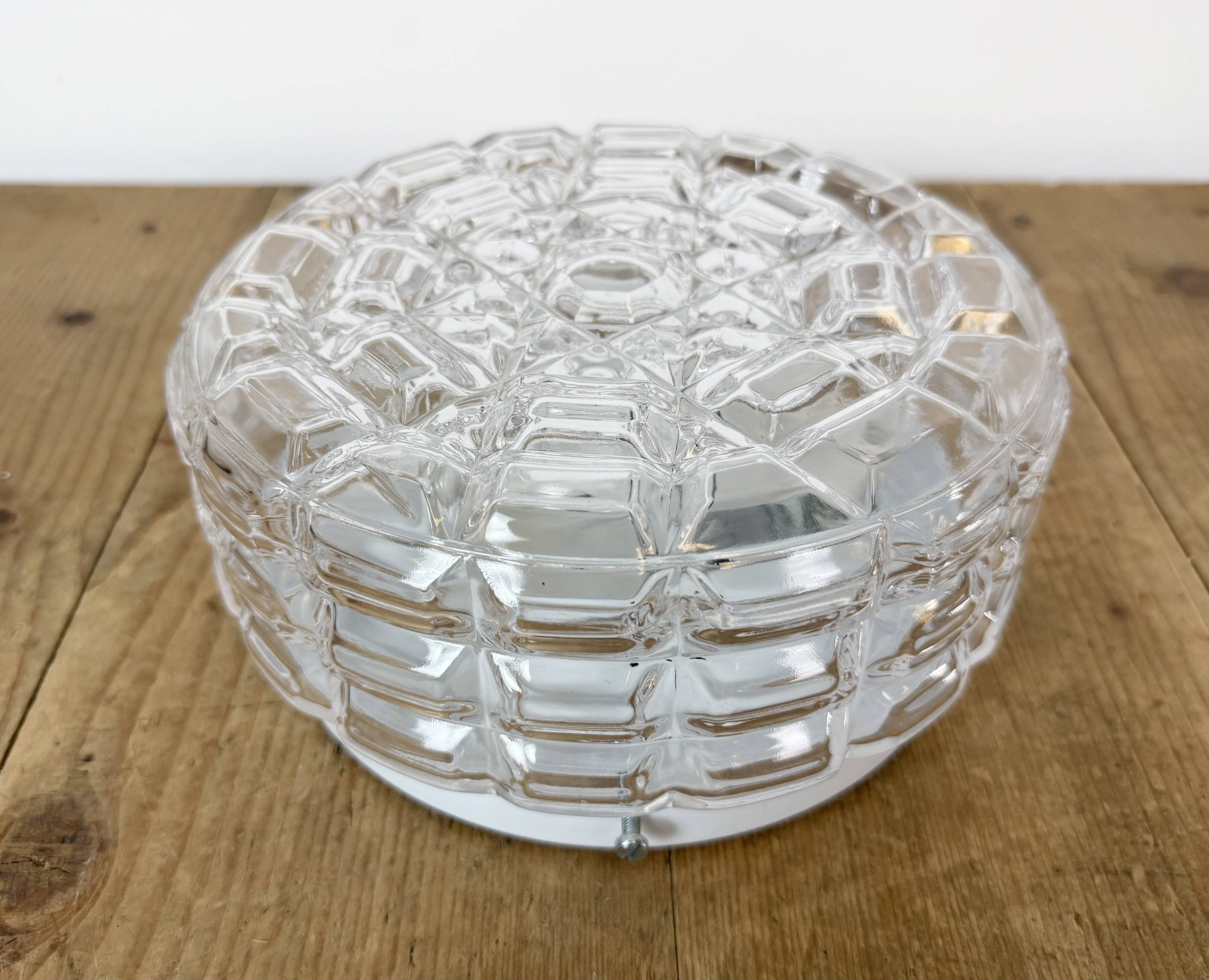 Vintage Glass Wall or Ceiling Light, 1970s