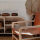 Havana armchair in teak and cowhide leather