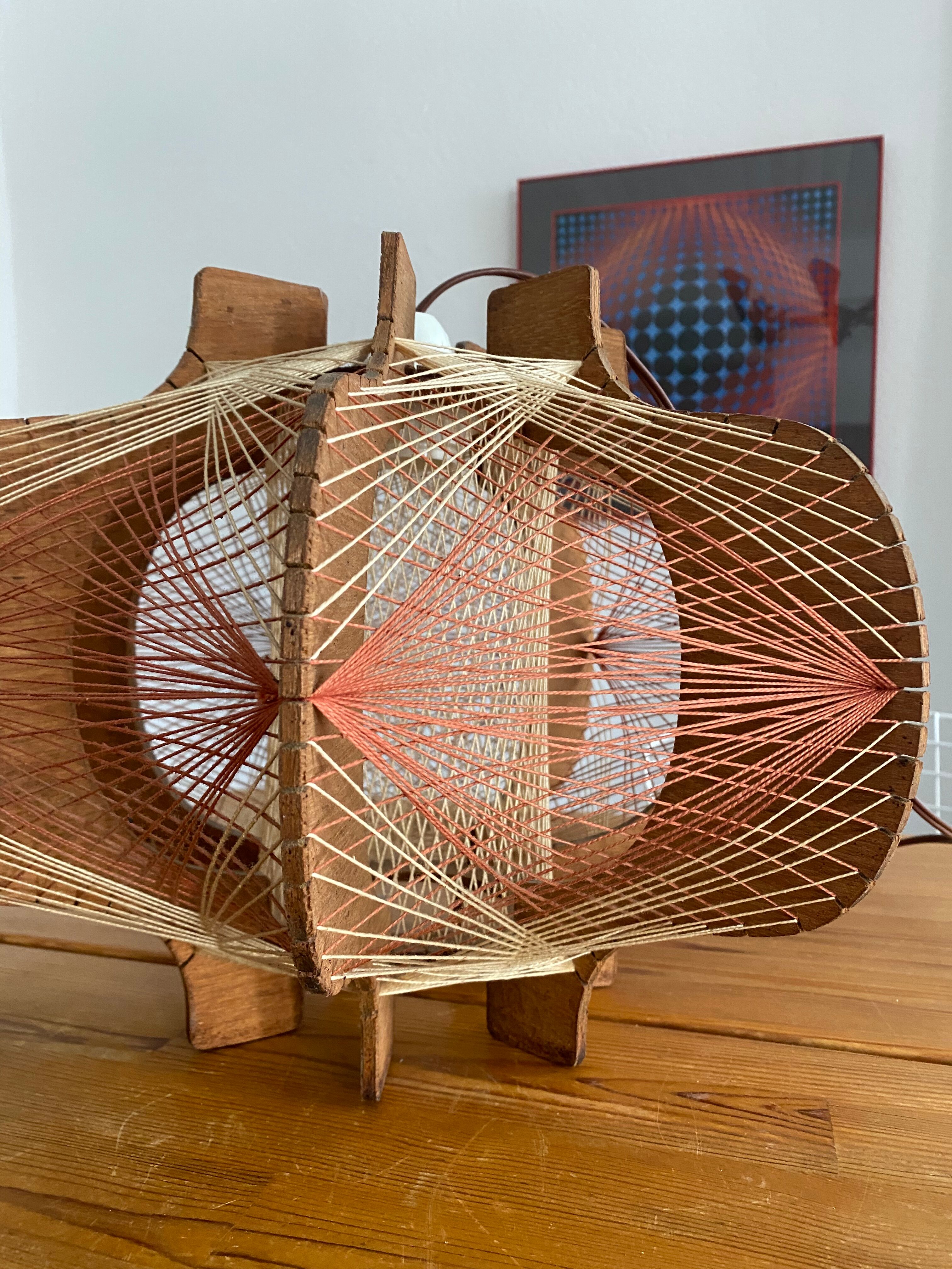 Wooden suspension and vintage wire