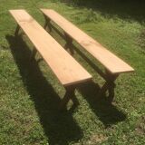 Pair of oak and cherry benches 250x29x45