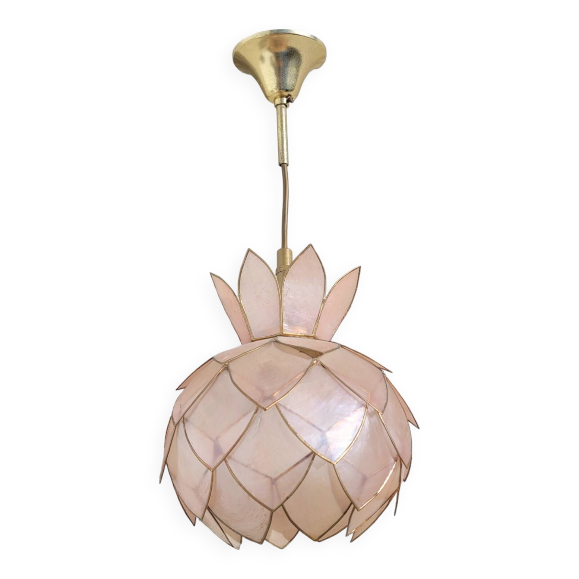 Lotus ceiling lamp in pink mother-of-pearl and brass