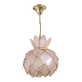 Lotus ceiling lamp in pink mother-of-pearl and brass