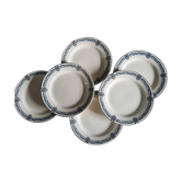 Assiettes plates anciennes X6 en terre de fer modèle "Arbois Ennege" de la manufacture française de Salins