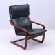 Vintage Scandinavian POÄNG armchair in black leather – IKEA, 1980s