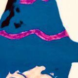 Vintage ceramic underside naïve rooster and gardener Dodik Bretagne naïve painting