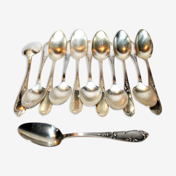 Series of 12 tablespoons in silver metal silver metal Vintage Beloved