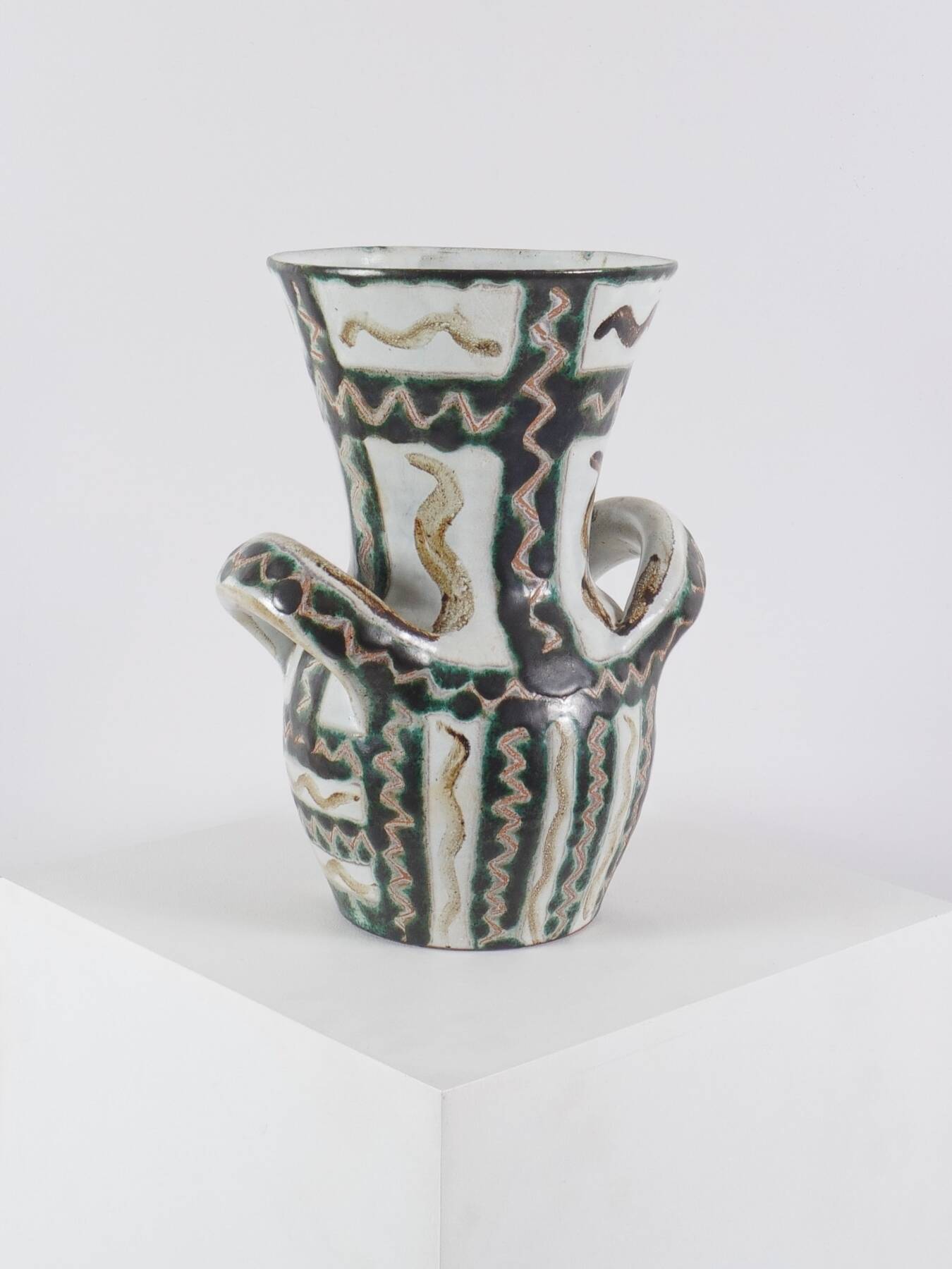 Ceramic vase with handles by Robert Picault, France, circa 1960.