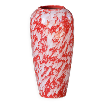 Large handcrafted vase in red speckled glazed ceramic.