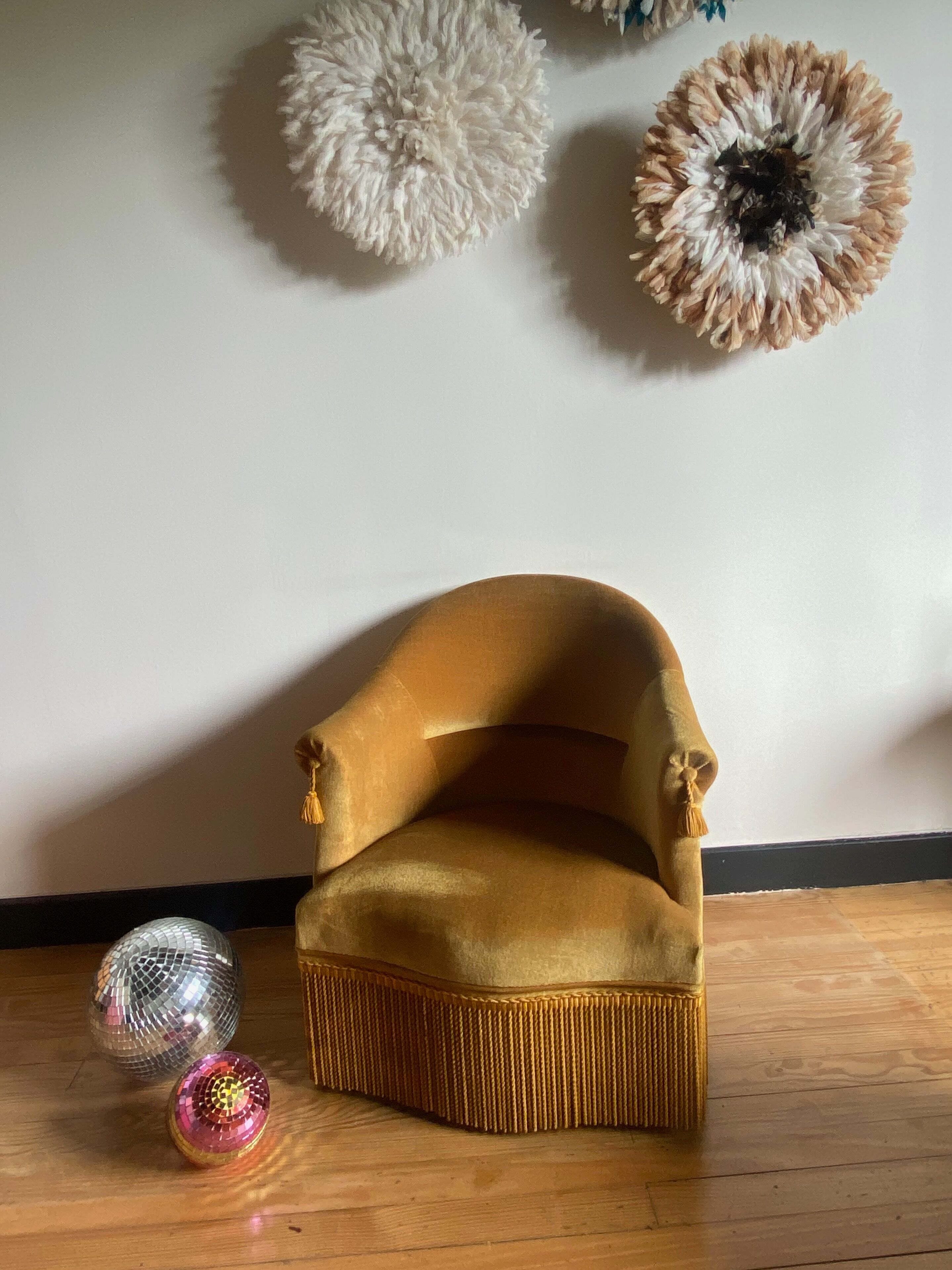 Vintage golden yellow toad armchair