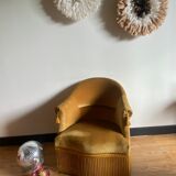 Vintage golden yellow toad armchair