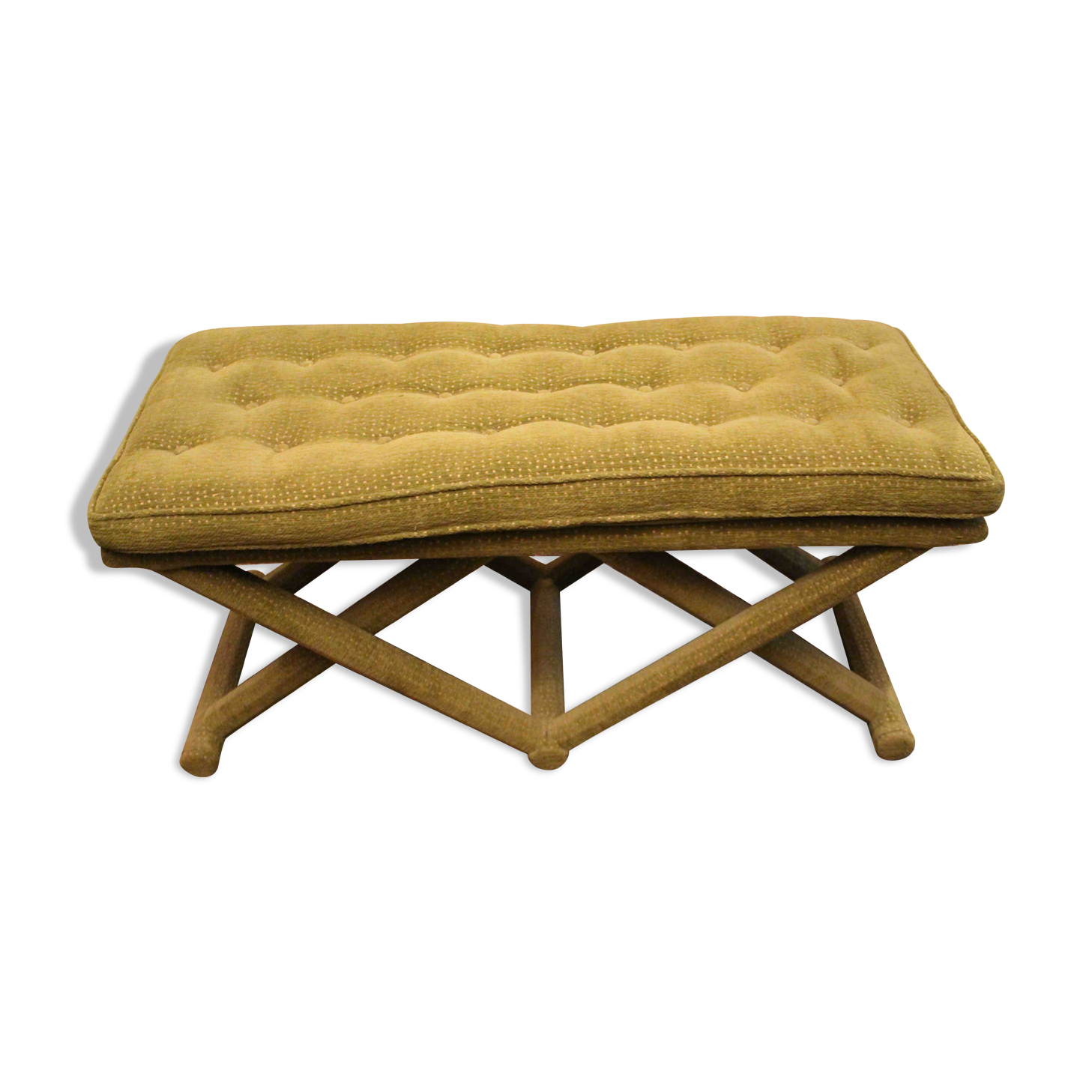 Mid-20th-designed green velvet bench