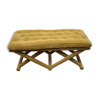 Mid-20th-designed green velvet bench