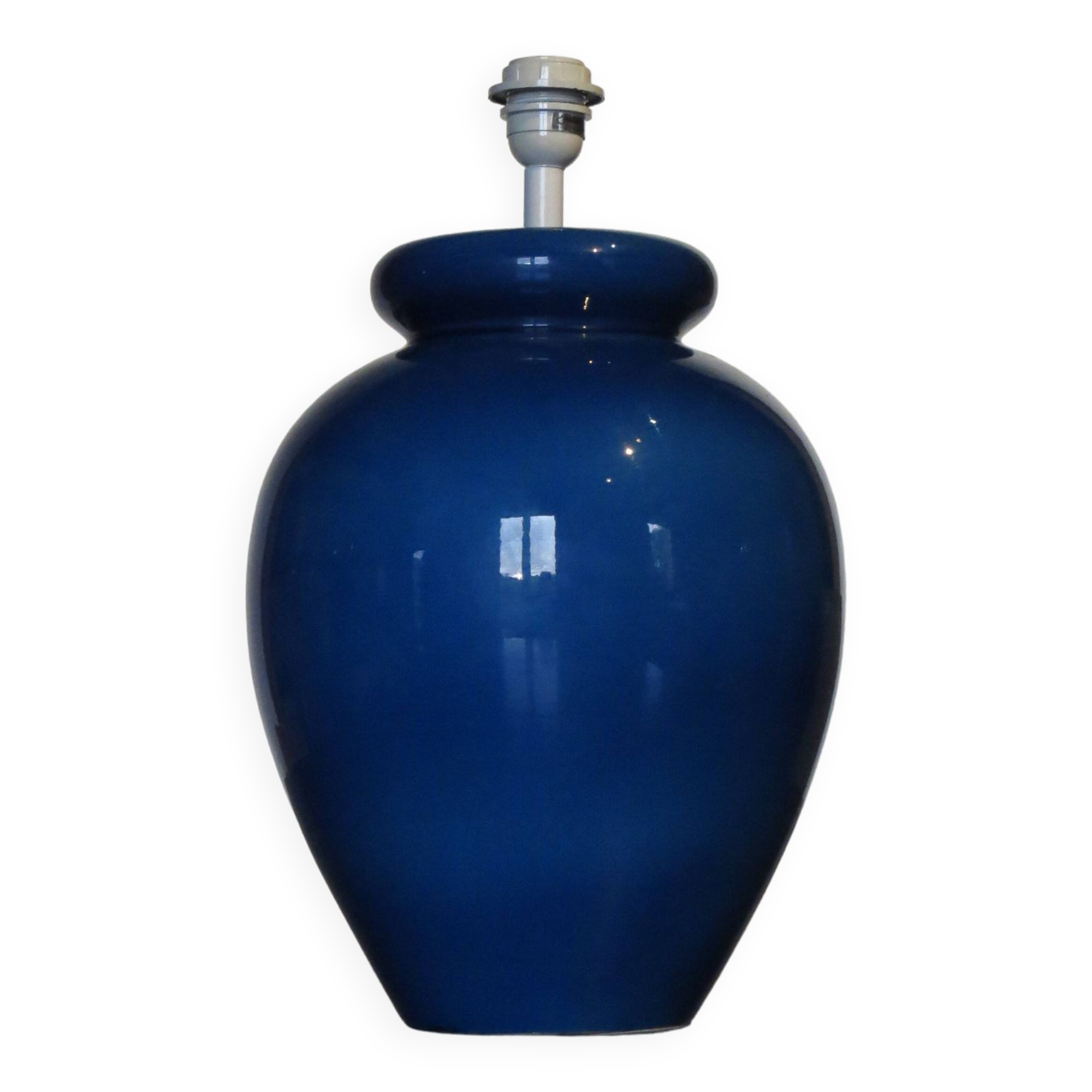 Large d'albret lamp base - made in france, 70's, cracked blue