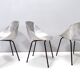 Set of Three Aluminum "Tulipe" Tonneu Chairs by Pierre Guariche, France