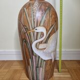 Decorative jar in painted solid wood, 57 cm