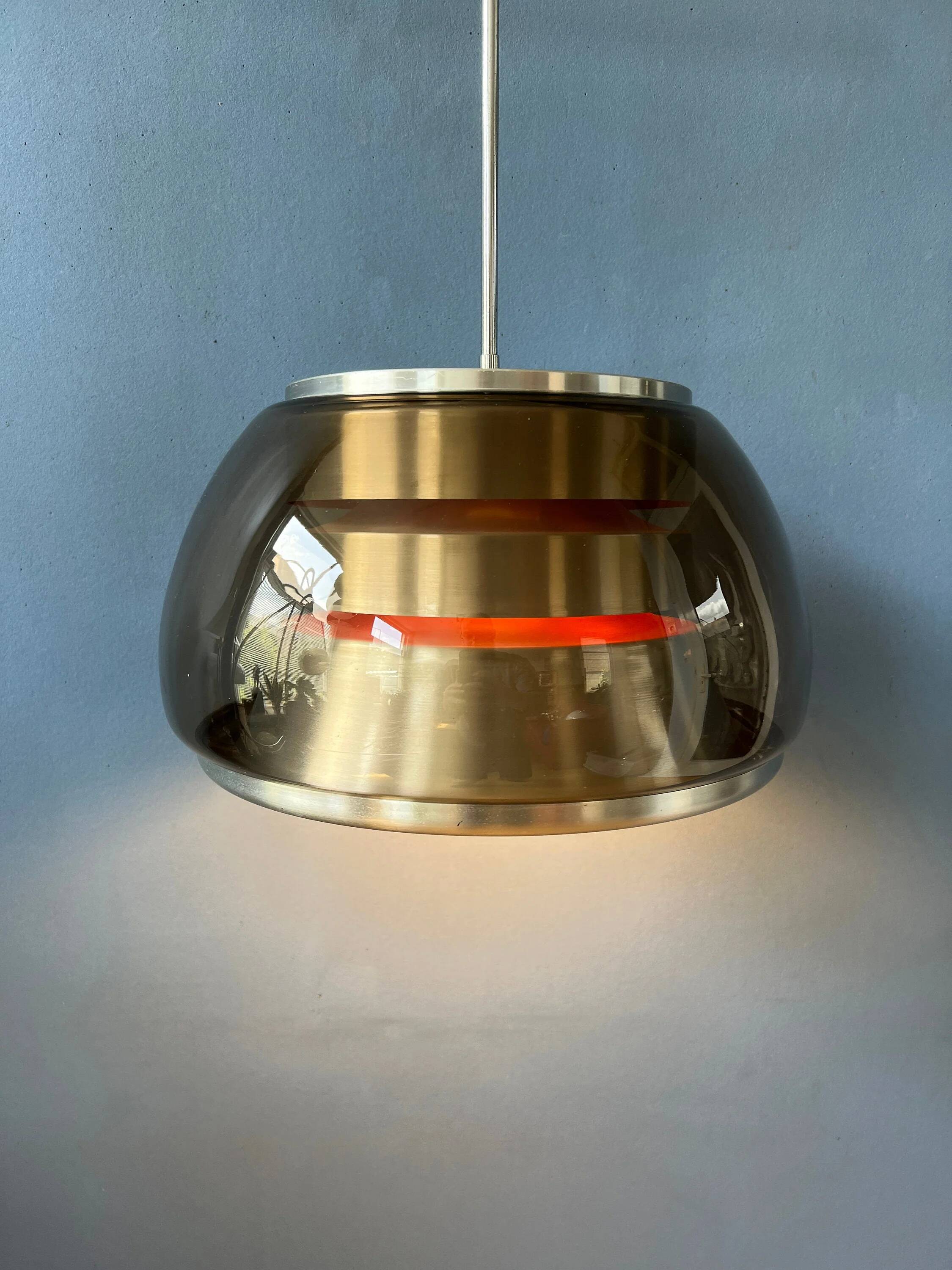 Suspension Space Age vintage 1970s in smoked glass