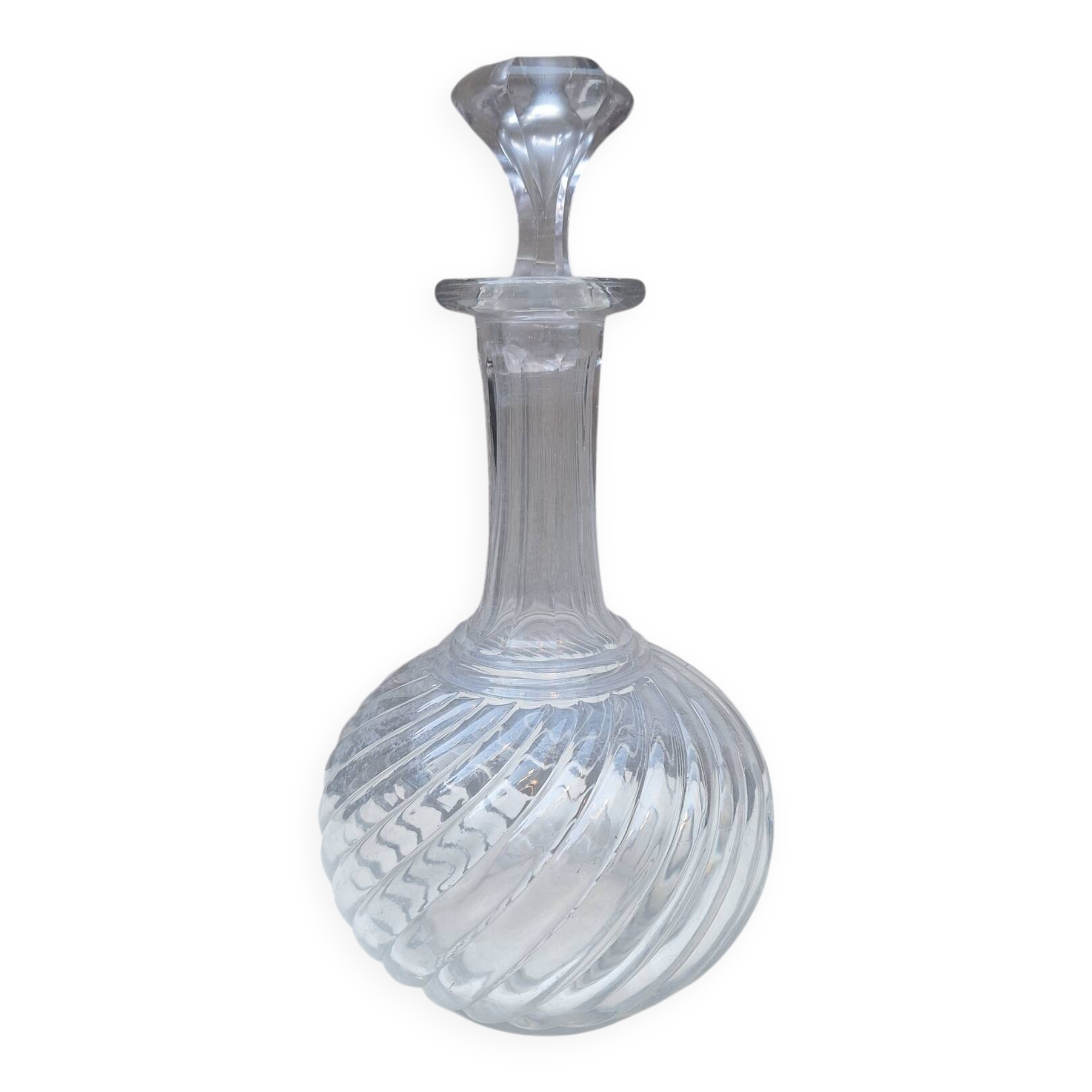 Baccarat molded crystal decanter, twisted bamboo