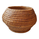 Cache pot ancien en pailles et ronces 1950