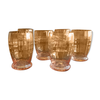 Set de 6 petits verres en cristal rose