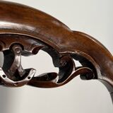 Pair of Victorian English chairs known as balloon chairs in solid mahogany.