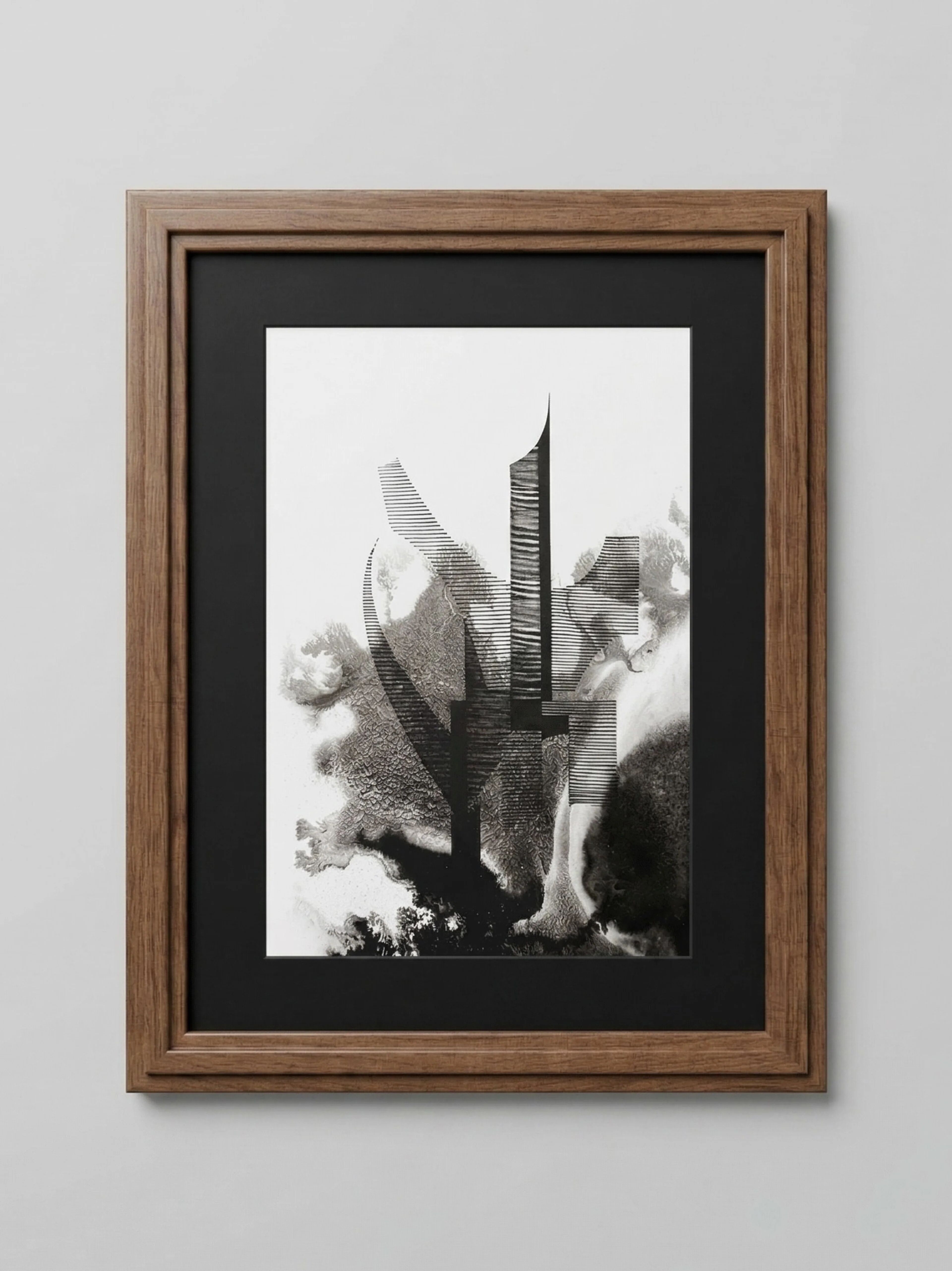 Œuvre originale sur papier signée Eugène Eechaut, 1973 - Encadrée