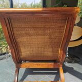 Colonial armchair in reupholstered teak