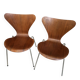 Set of two Franz Hensen series 7 (3107) Arne Jacobsen vintage chairs.