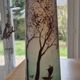 Frosted glass vase, painted Art Deco, signed.