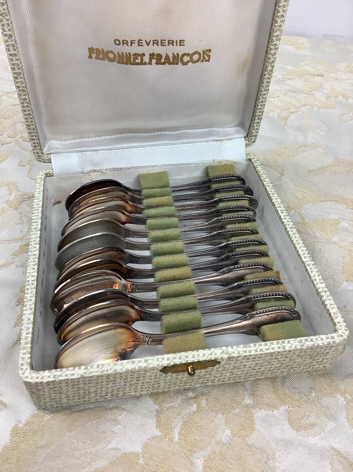 Box of 12 old spoons