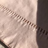 Drap ancien en lin et coton teinté en baby rose