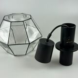 60s 70s hanging lamp ceiling lamp by Limburg Leuchten Germany glass metal