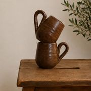Pair of large mugs in pyrite stoneware