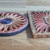 2 braided straw mats