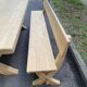 Monastery bench with a 220 cm backrest, renovated in raw solid oak with X legs.