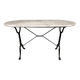 Oval bistro table in white marble with a black cast iron base - 120 cm