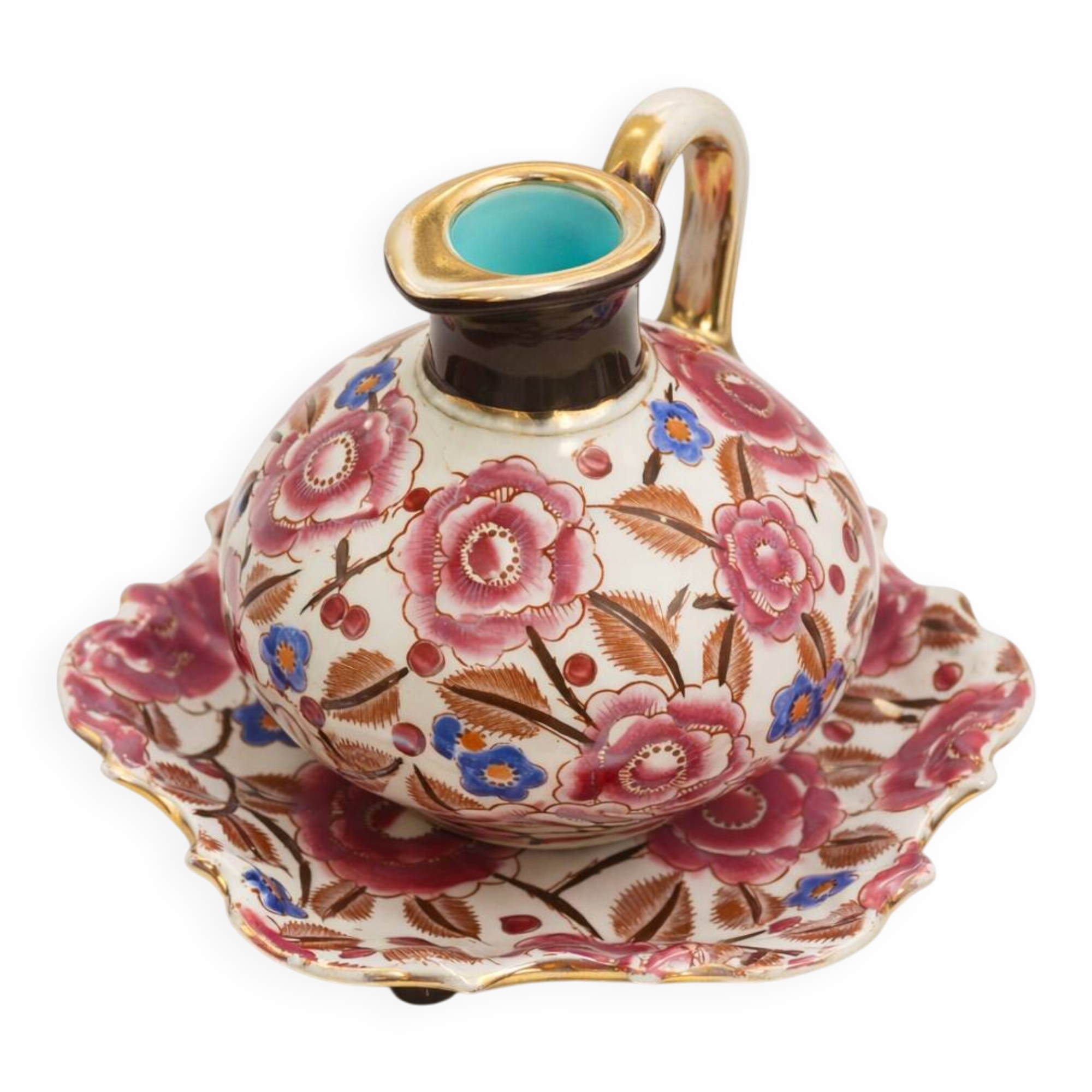 Vase-pitcher and its Art Deco display stand, Raymond Chevallier for Boch Frères