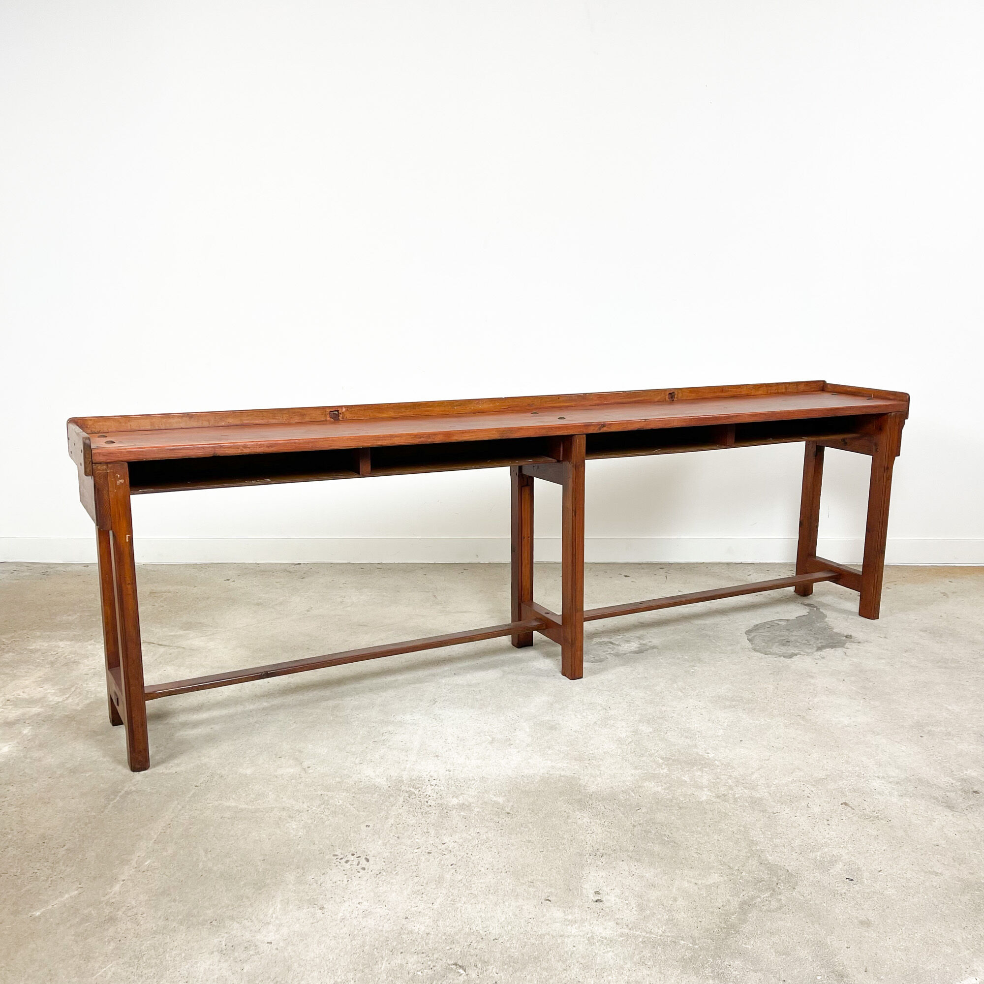 Large industrial wooden console table