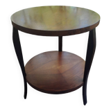 Table basse ronde en bois massif 1970 à double plateau