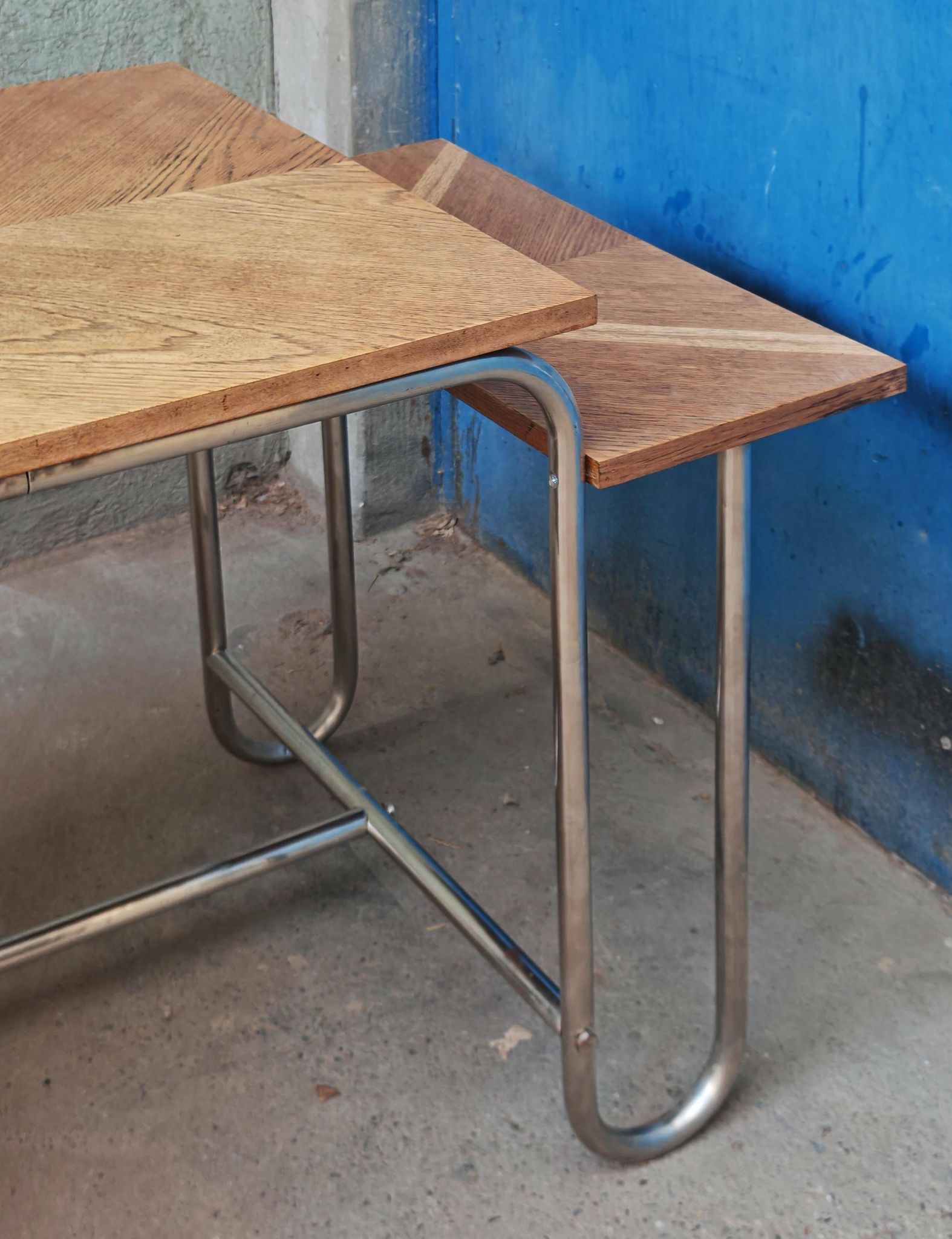 Bureau Bauhaus in ash veneer and tubular steel by Andre Lurcat