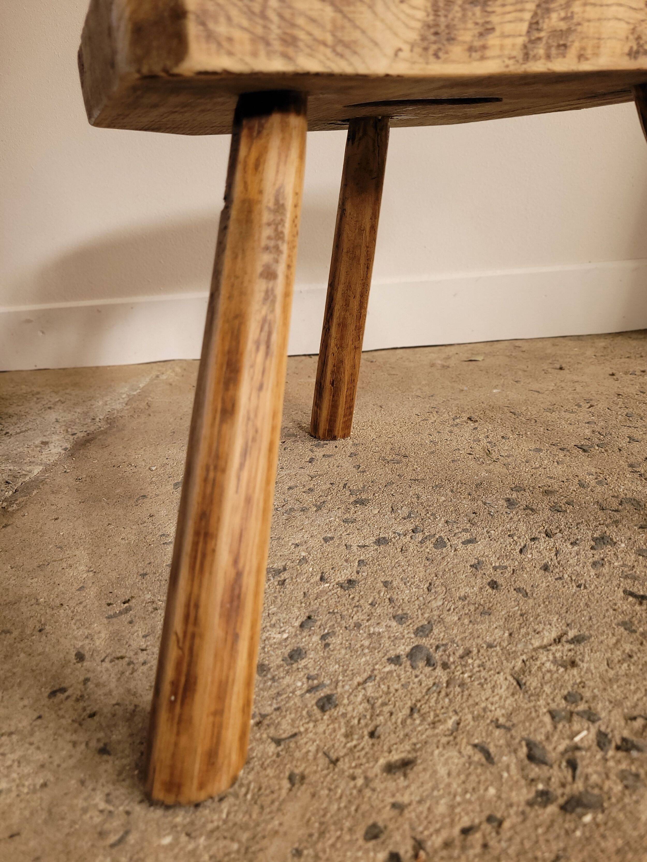 Small brutalist wooden stool