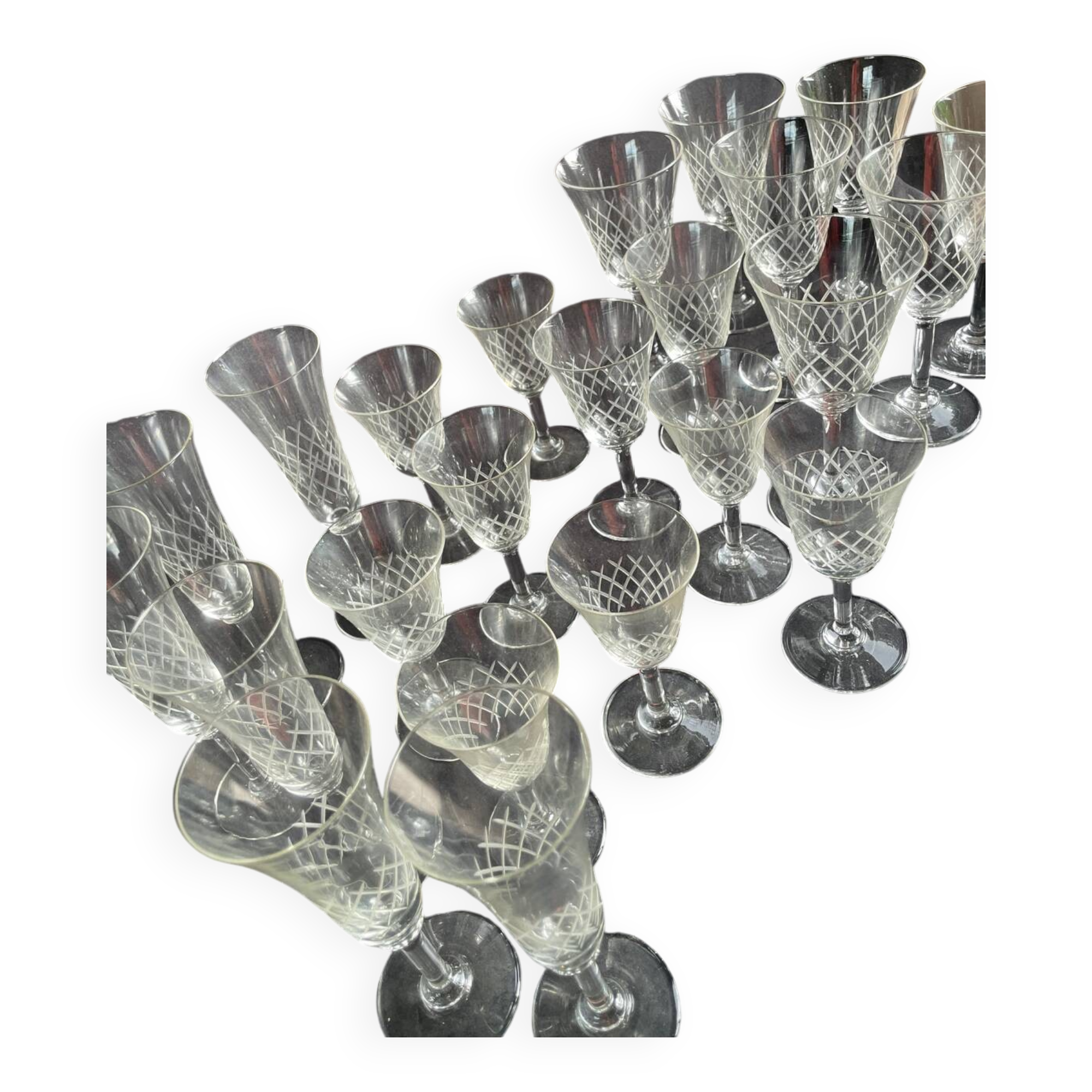 Set of 37 crystal glasses from the 50s