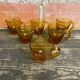 Set of 6 antique amber blown glass cups + vintage handle