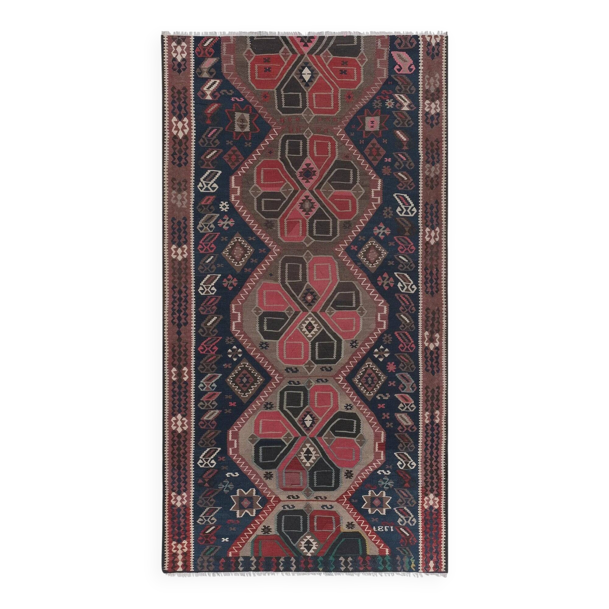 Vintage Turkish kilim, handwoven, 181x351 cm.