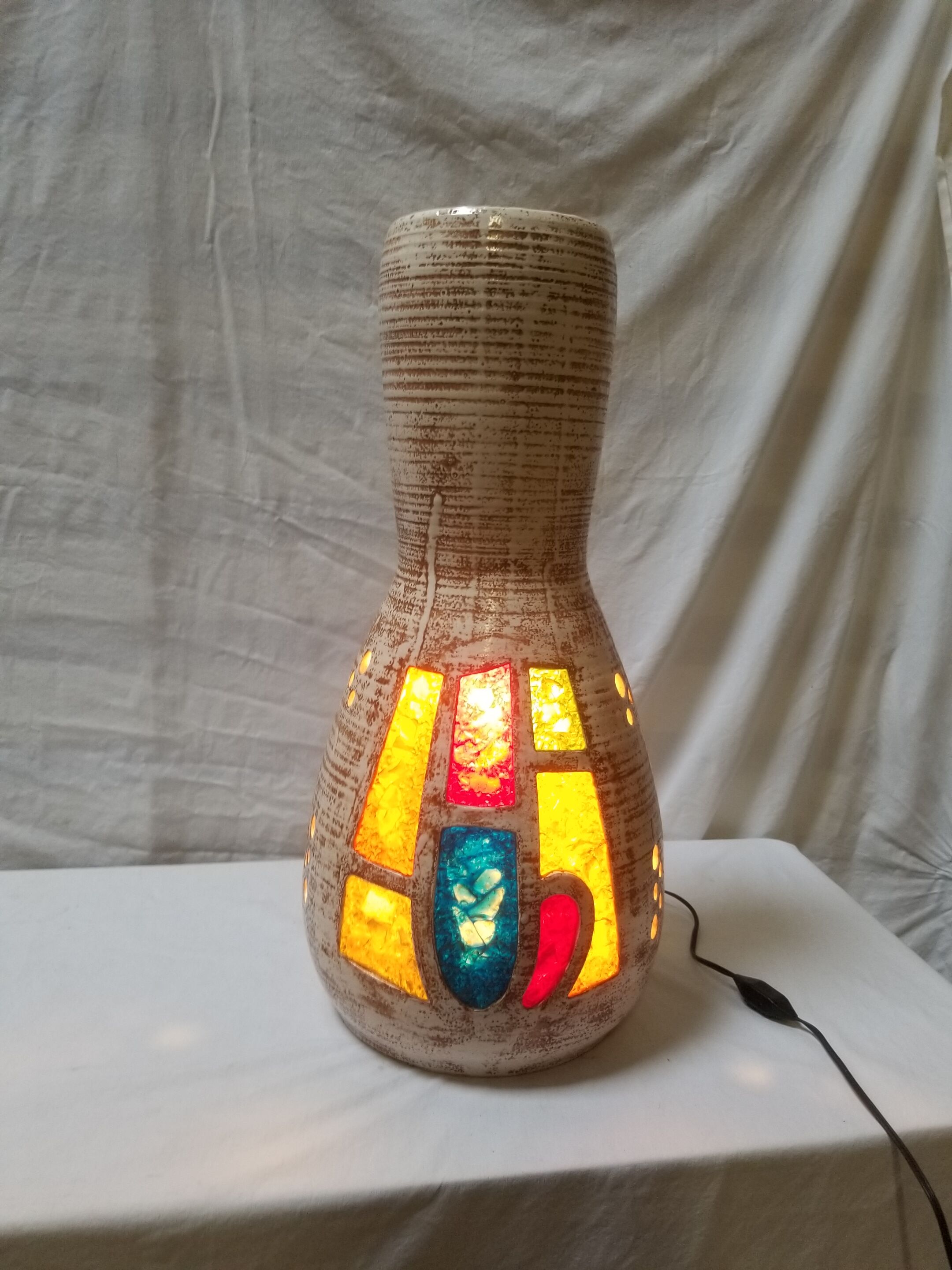 Vintage vase lamp in Accolay ceramic signed Armel - 60s/70s