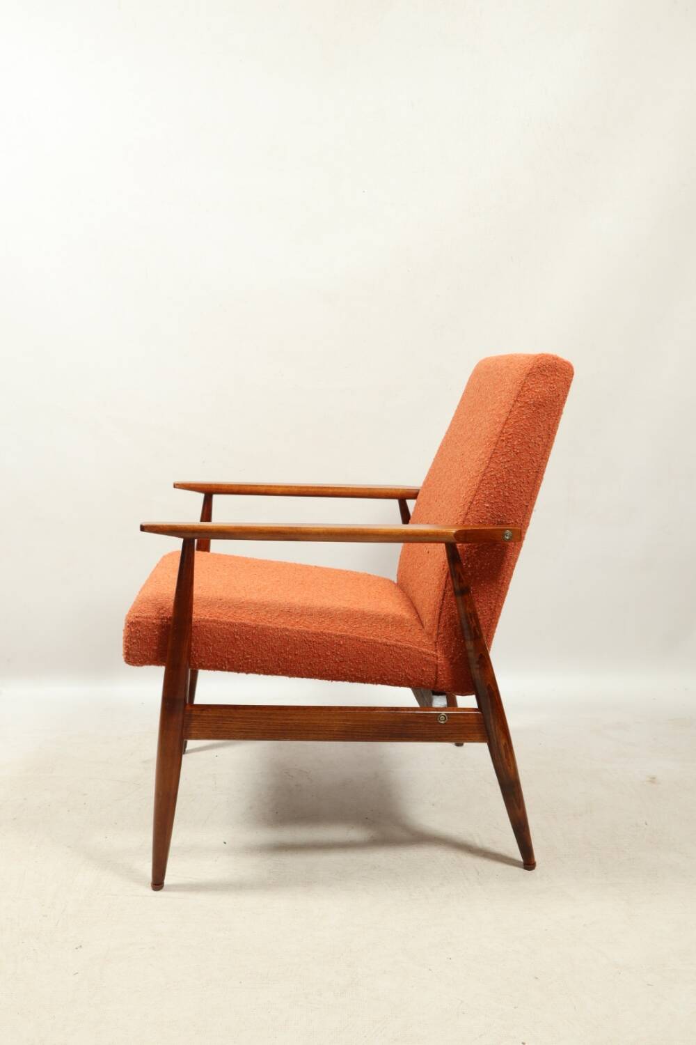 Scandinavian armchair bouclé orange design by H.Lis