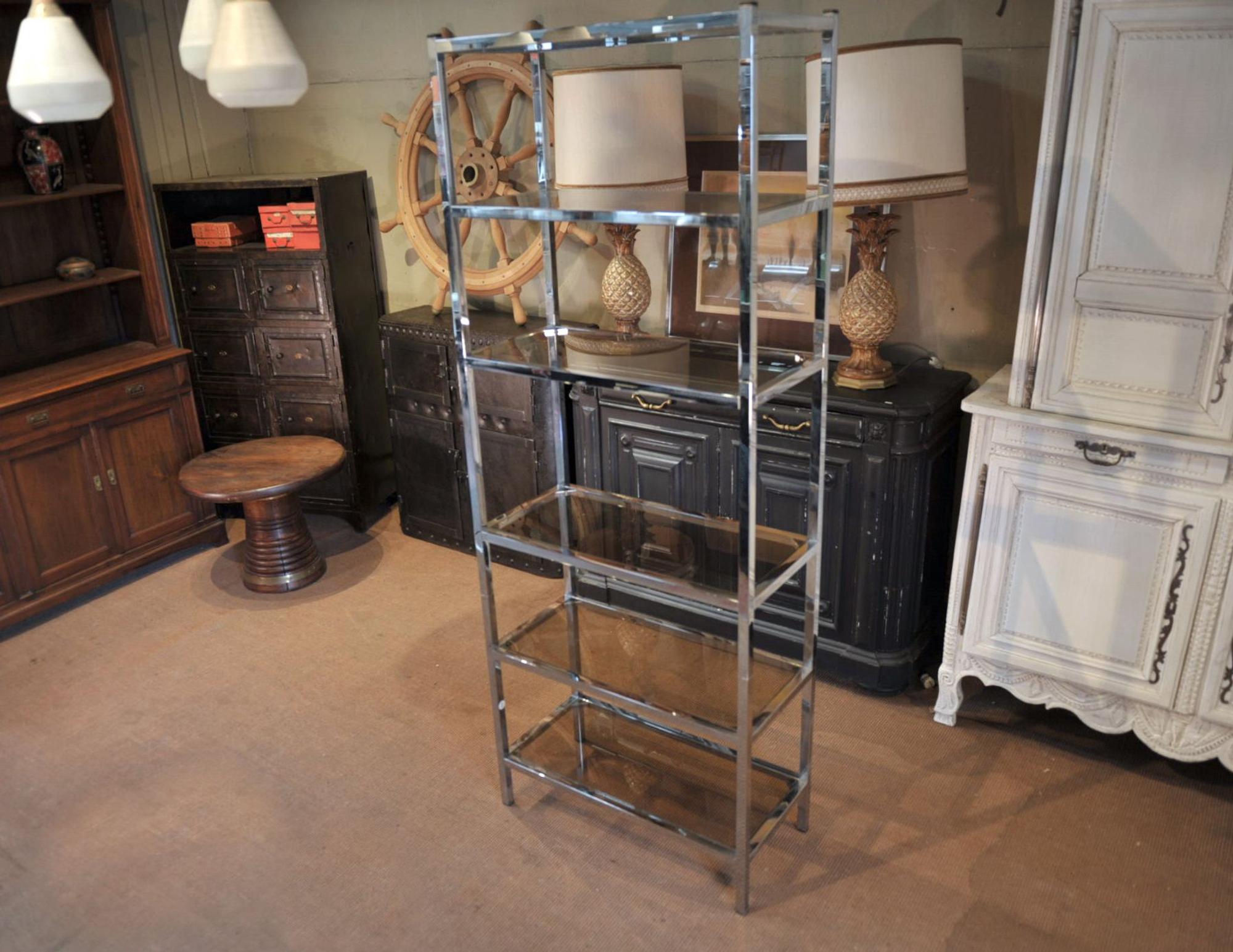 1970 chrome metal design shelf