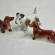 Set of three porcelain puppies