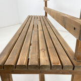 Vintage Wooden Dining Set of Bench & 3 Chairs