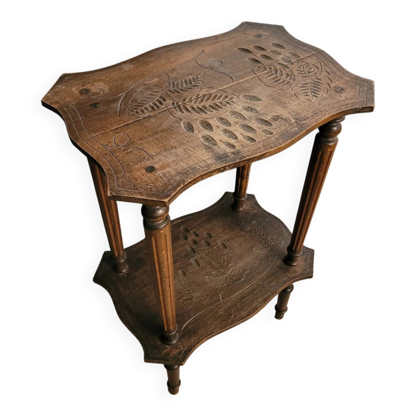 Sellette ancienne en bois gravé - Ref 698